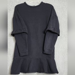 Asos Tunic Top Sweater Black Ruffeled Long Sleeve Oversized Size 2